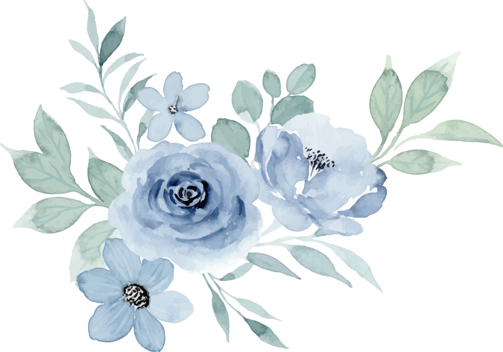 Blue Watercolor flower arrangement