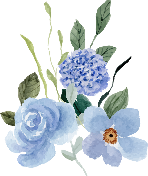 blue floral watercolor